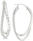Simone I. Smith Glitter Twist Double Oval Hoop Earrings In Sterling Silver