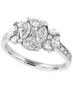 Effy Diamond Vintage-insired Three Stone Ring (1-1/3 Ct. T.w.) In 14k White Gold