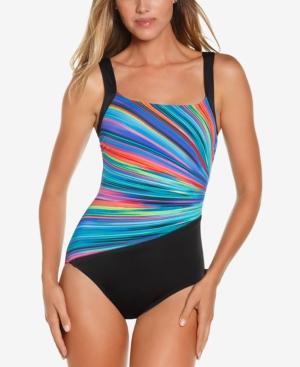 Reebok Radiant Energy Printed Tummy-control One-piece Swimsuit Women's Swimsuit