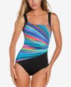 Reebok Radiant Energy Printed Tummy-control One-piece Swimsuit Women's Swimsuit