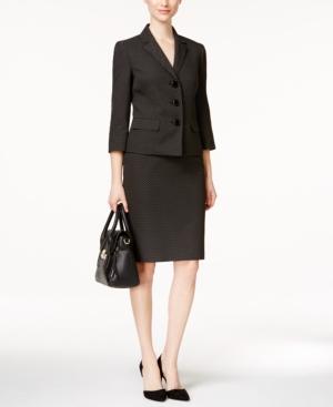 Le Suit Pin-dot Three-button Skirt Suit