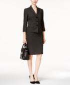 Le Suit Pin-dot Three-button Skirt Suit