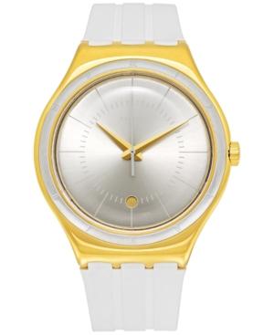 Swatch Women's Swiss Whiteliner White Rubber Strap Watch 41mm Ywg401