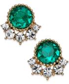 Charter Club Gold-tone Crystal & Green Stone Stud Earrings, Created For Macy's
