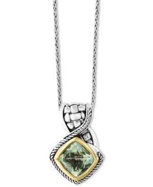Effy Balissima Green Amethyst Pendant Necklace (3-1/10 Ct. T.w.) In Sterling Silver And 18k Gold