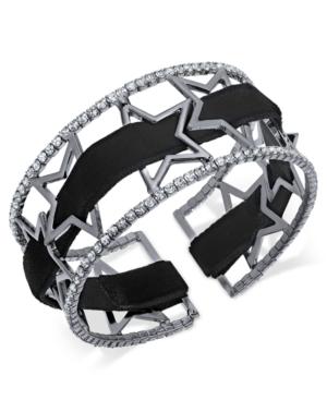 I.n.c. Openwork Star Pave Cuff Bracelet With Velvet Ribbon, Created For Macy's