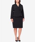 Tahari Asl Plus Size Ruched Asymmetrical Skirt Suit