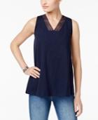 Style & Co Crochet-trim Tank Top, Only At Macy's