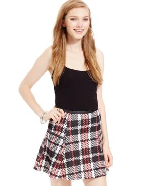 Stoosh Juniors' Zipper-trim Plaid Skater Skirt