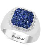 Effy Men's Sapphire (1-1/5 Ct. T.w.) & Diamond (1/6 Ct. T.w.) Ring In Sterling Silver