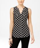 Inc International Concepts Sleeveless Printed Zipper Top, Only At Macy's