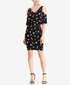 American Living Floral-print Cold-shoulder Popover Dress