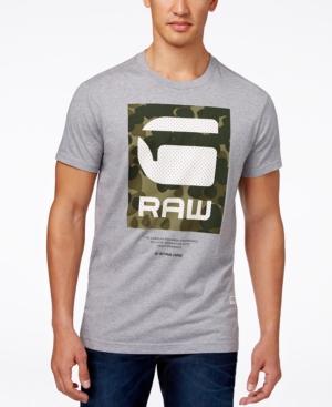 Gstar Men's Raw Faux-mesh Camo Graphic-print Logo T-shirt