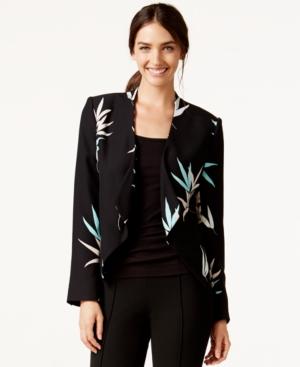 Vince Camuto Floral-print Open-front Jacket