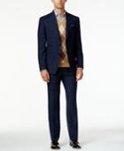 Tallia Men's Slim-fit Navy Glen Plaid Suit