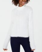 Planet Gold Juniors' Fuzzy Mock-neck Cropped Sweater