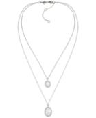 Carolee Silver-tone Crystal Two Layer Pendant Necklace