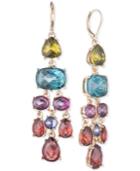 Anne Klein Gold-tone Colorful Multi-stone Chandelier Earrings