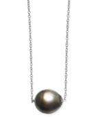 Baroque Cultured Black Tahitian Pearl (11mm) 18 Pendant Necklace In Sterling Silver