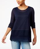 Style & Co Crochet-hem Lattice-back Top, Only At Macy's