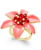 Kate Spade New York Lovely Lillies Gold-tone Enamel Flower Statement Ring