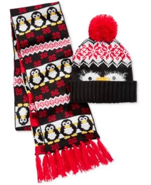 Hooked Up Iot Juniors' Penguin Hat & Scarf Set