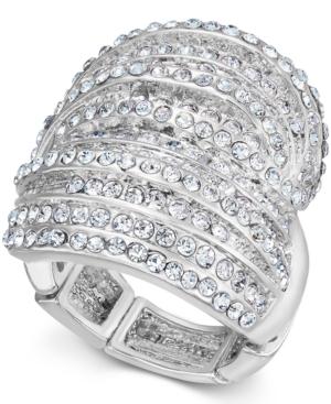 Inc International Concepts Rose Gold-tone Crystal Criss Cross Adjustable Ring, Created For Macy's