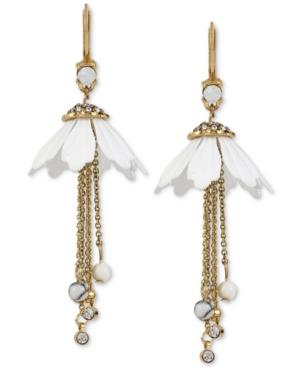 Betsey Johnson Gold-tone Flower-inspired Stone And Crystal Drop Earrings