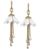 Betsey Johnson Gold-tone Flower-inspired Stone And Crystal Drop Earrings