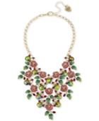 Betsey Johnson Gold-tone Multi-stone Rose Statement Necklace, 16 + 3 Extender