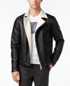 Armani Exchange Men's Faux Leather Blouson Zip Jacket With Sherpa Lining
