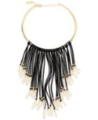 Inc International Concepts Gold-tone Imitation Pearl And Faux Suede Fringe Necklace, Only At Macy's