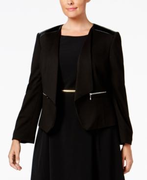 Nine West Plus Size Faux-leather-trim Blazer