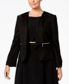 Nine West Plus Size Faux-leather-trim Blazer