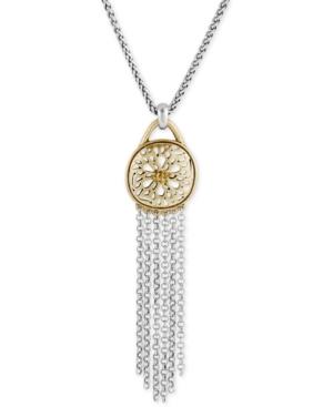 Lucky Brand Two-tone Pave Fringe Pendant Necklace