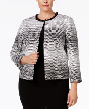 Tahari Asl Plus Size Beaded Open-front Jacquard Jacket