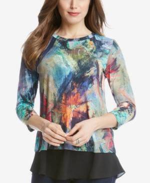Karen Kane Printed Layered-look Top