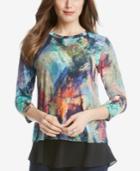 Karen Kane Printed Layered-look Top