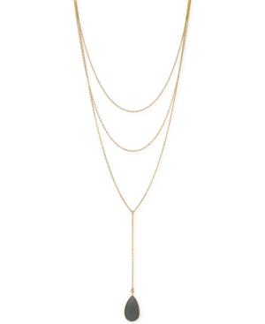 Vince Camuto Gold-tone Grey Stone Layered Y Necklace