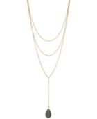 Vince Camuto Gold-tone Grey Stone Layered Y Necklace
