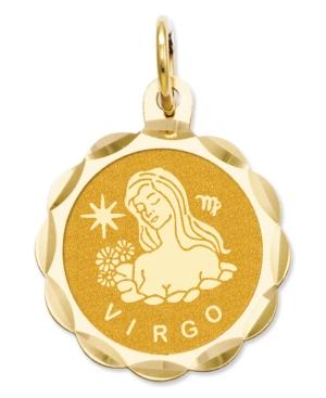 14k Gold Charm, Engraveable Virgo Zodiac Disc Charm