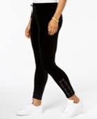 Material Girl Active Juniors' Velour Lace-up Pants, Created For Macy's