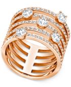 Swarovski Rose Gold-tone Multi-crystal Stack-look Statement Ring