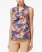 Nine West Tie-neck Floral-print Top
