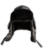 Sean John Faux-leather And Faux-fur-lined Trapper Hat
