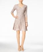Connected Petite Striped A-line Sweater Dress