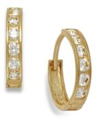 Cubic Zirconia Hoop Earrings In 10k Gold