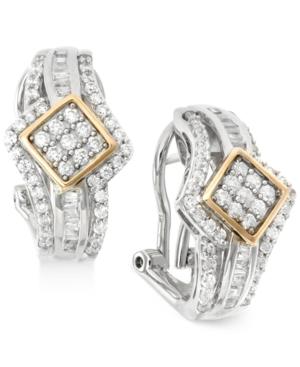 Wrapped In Love Diamond J-hoop Earrings (1 Ct. T.w.) In 14k Gold And Sterling Silver, Created For Macy's