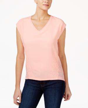Calvin Klein Jeans Lace-trim V-neck Top