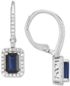 Sapphire (1-1/5 Ct. T.w.) & Diamond (1/4 Ct. T.w.) Drop Earrings In 14k White Gold